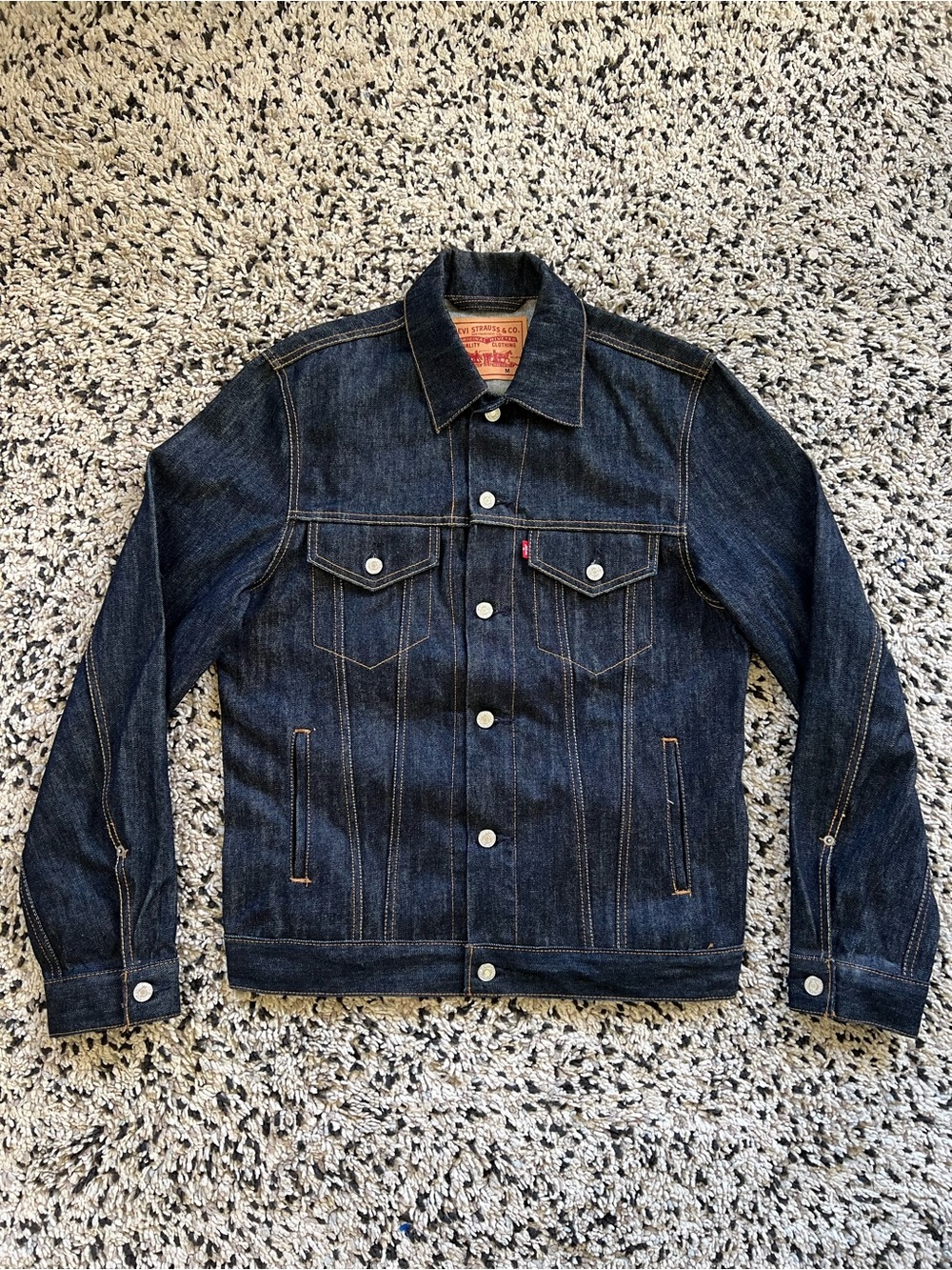 Levi’s 70589 Denim Classic Trucker Jacket Dark Blue Button Down Men’s Medium